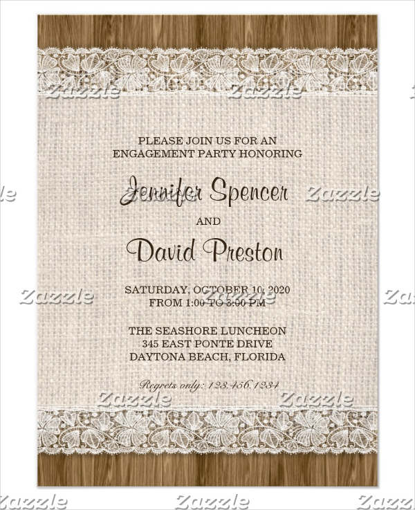 rustic lace engagement invitation