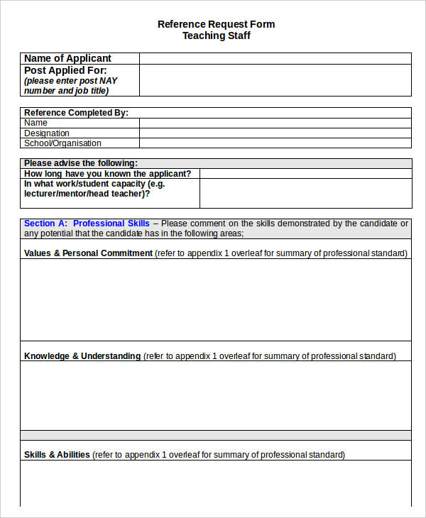 example of employment reference request form