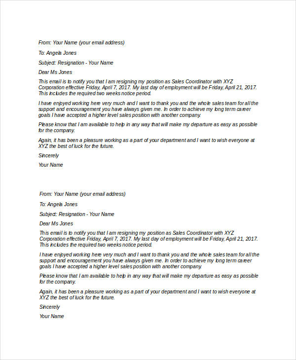 11+ Short Resignation Letter Templates - Free Sample, Example, Format