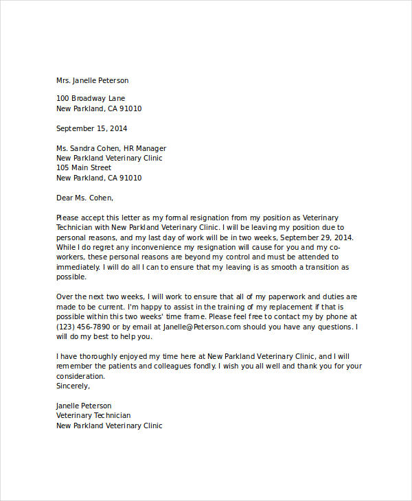 11+ Short Resignation Letter Templates - Free Sample, Example, Format ...