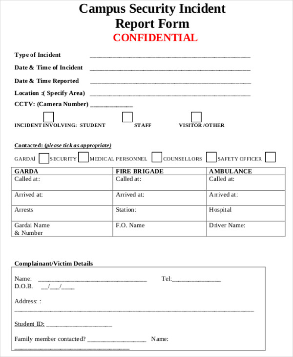 security guard incident report template