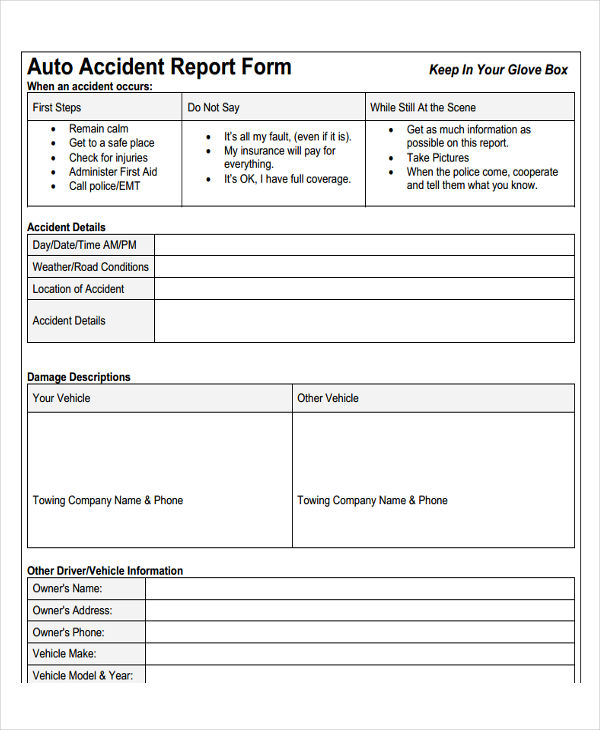 Auto Accident Incident Report