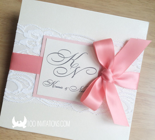 -Lace Pocket Wedding Invitation