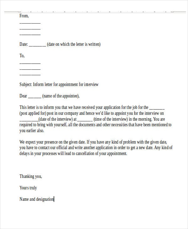job interview appointment letter1