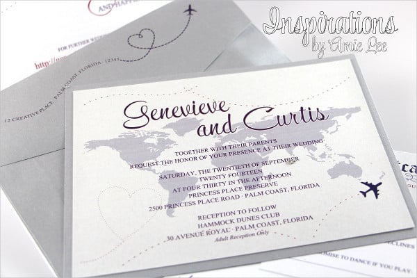 travel themed wedding invitation