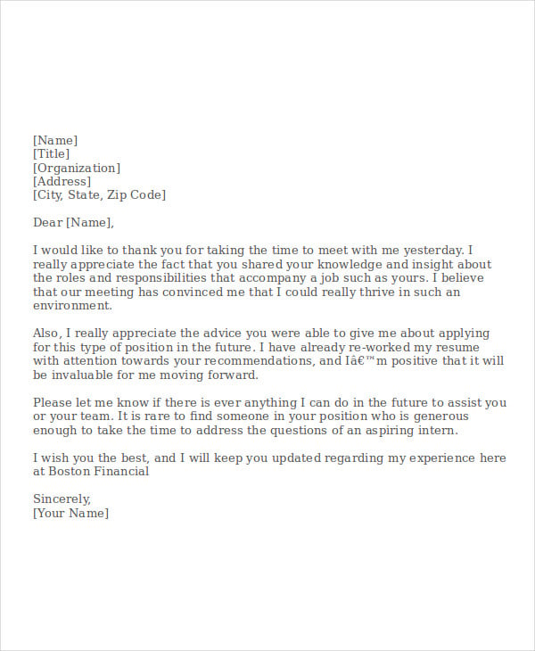 business thank you letter for meeting