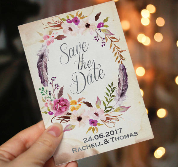 -Watercolour Floral Wedding Invitation