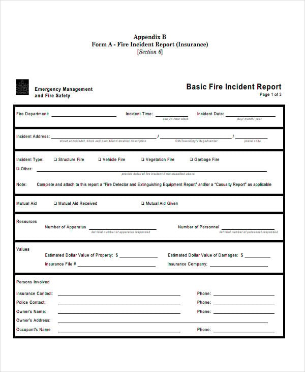 construction fire incident report