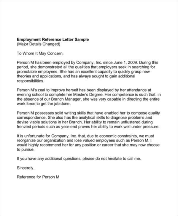 employment reference letter pdf