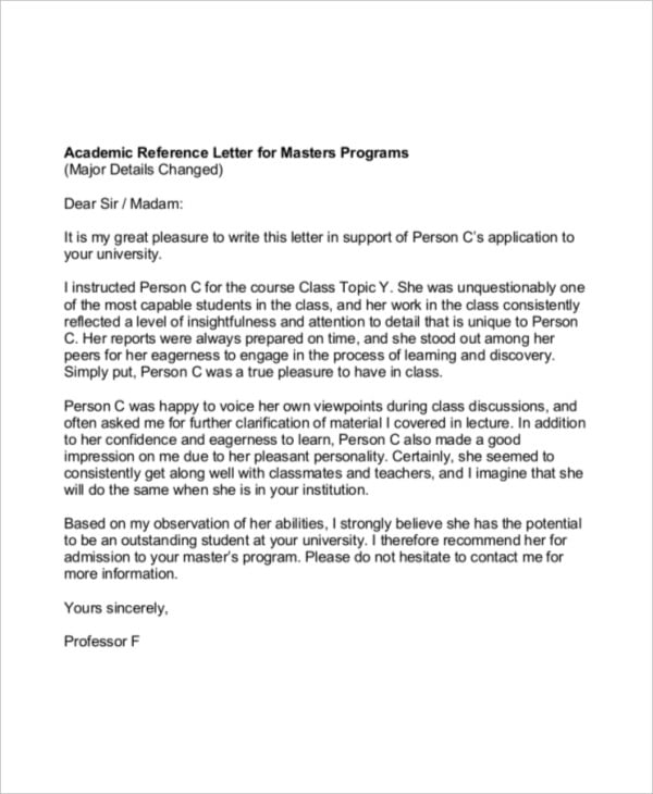 academic reference letter pdf
