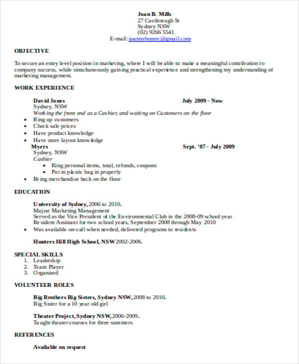 free professional resume format