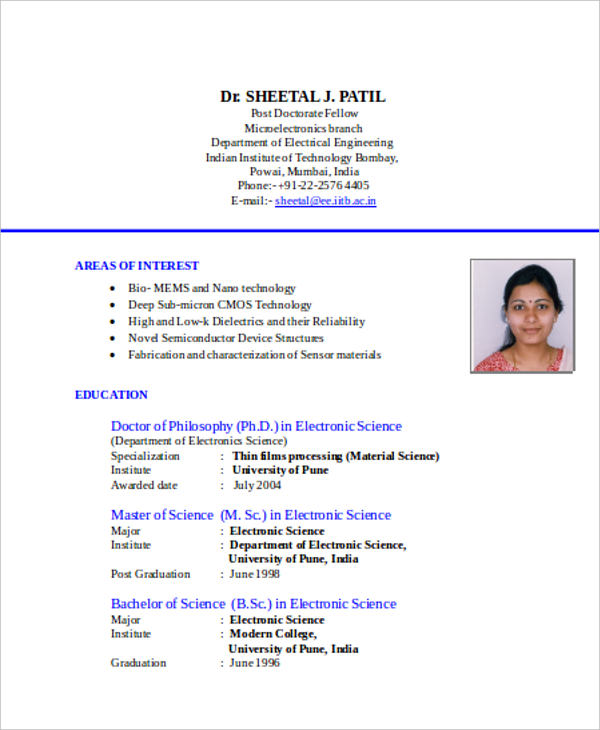 Format Curriculum Vitae Doc