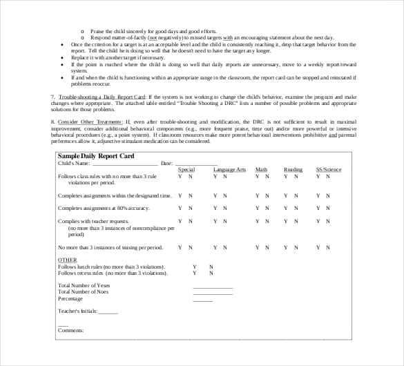 children and families daily report template min