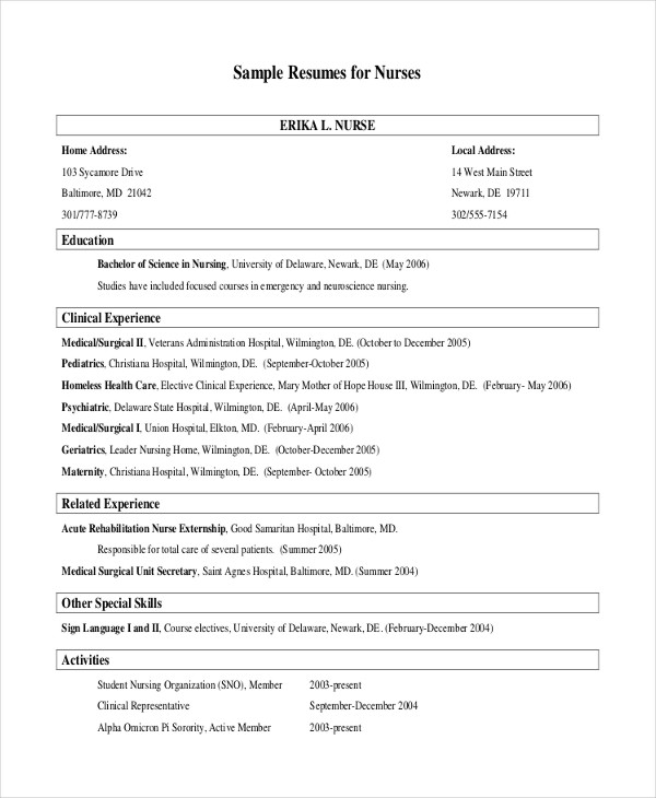 free-sample-nursing-resume-template