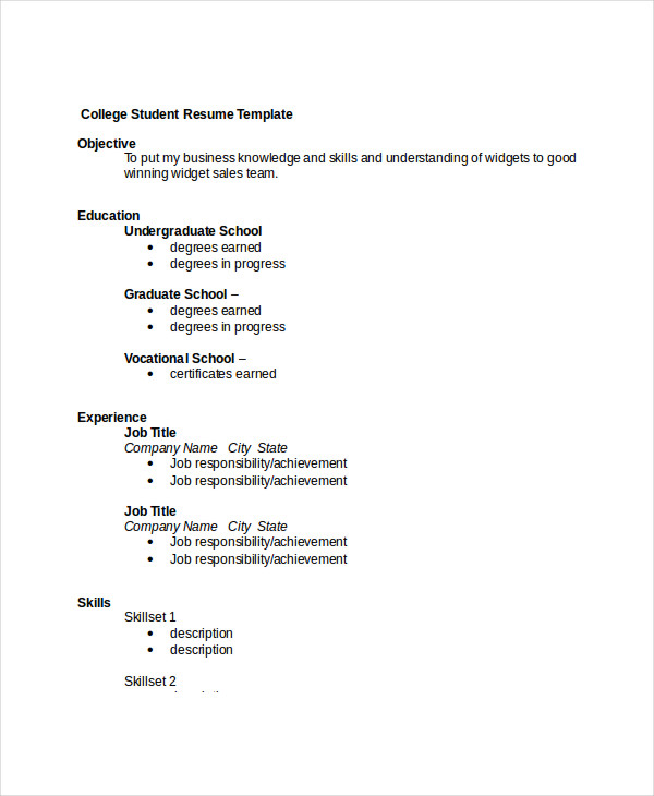 sample-college-student-resume-template