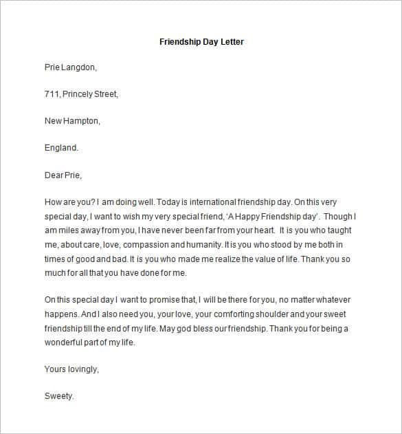 sample friendship day letter template min