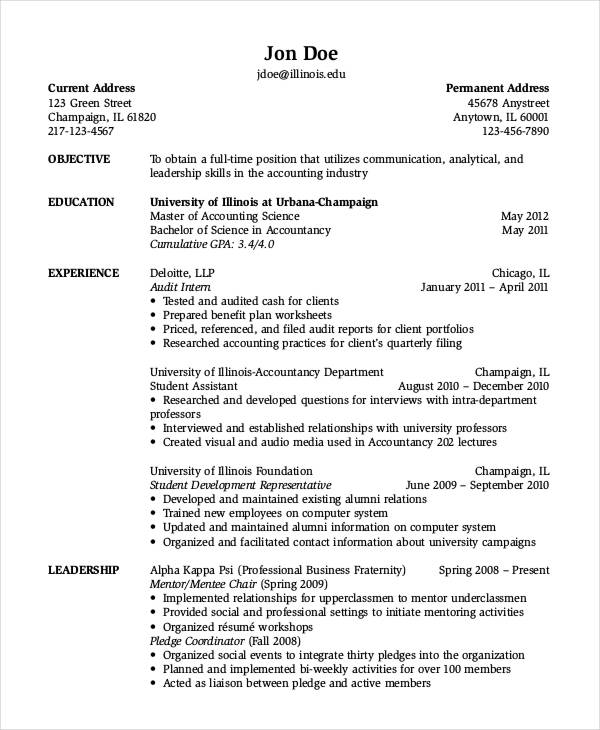 sample accounting resume objective