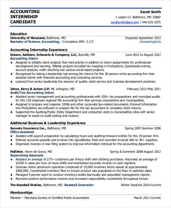 sample-accounting-internship-resume