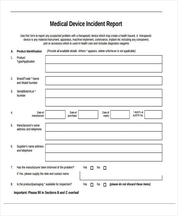 medical device incident report