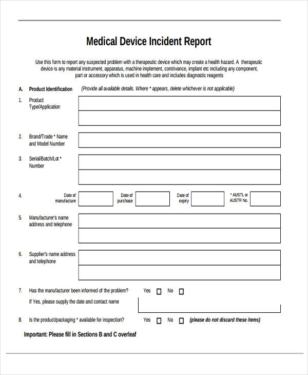 Medical Incident Report Template Pdf Template 9937