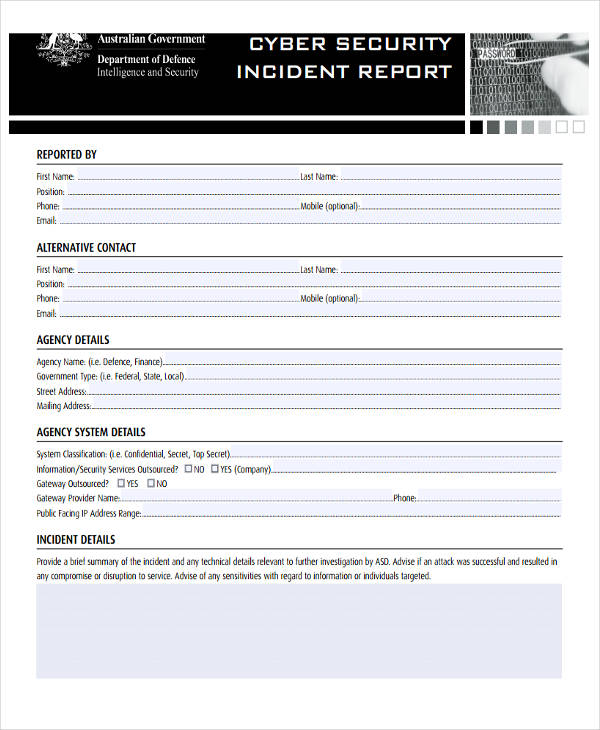  Cyber Security Incident Report Template Word Master Template