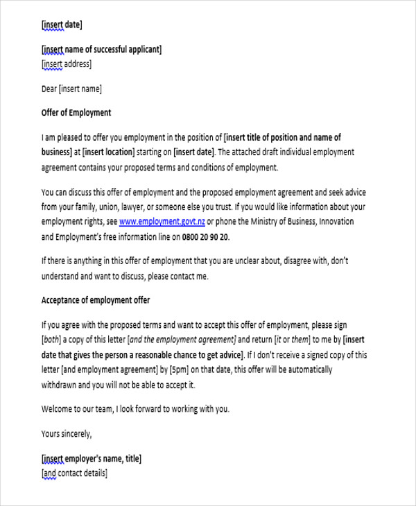 8+ Job Appointment Letter Templates - Free Samples ...