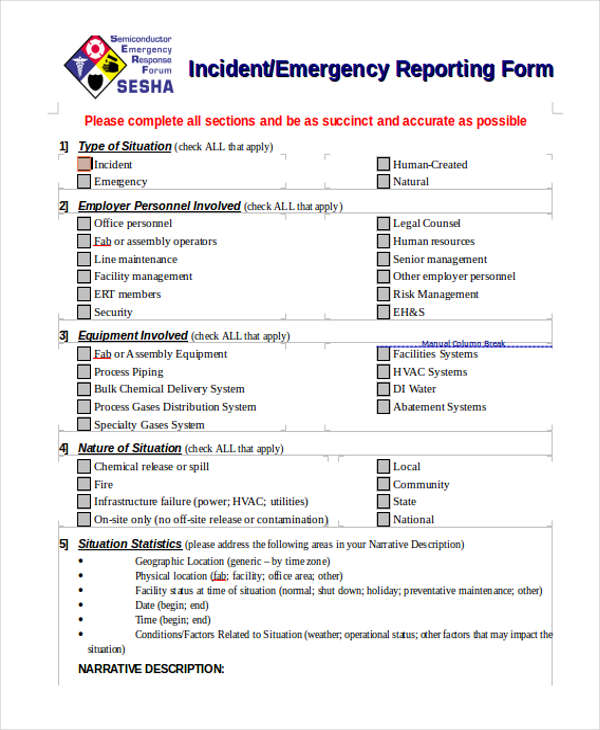 emergency management incident report