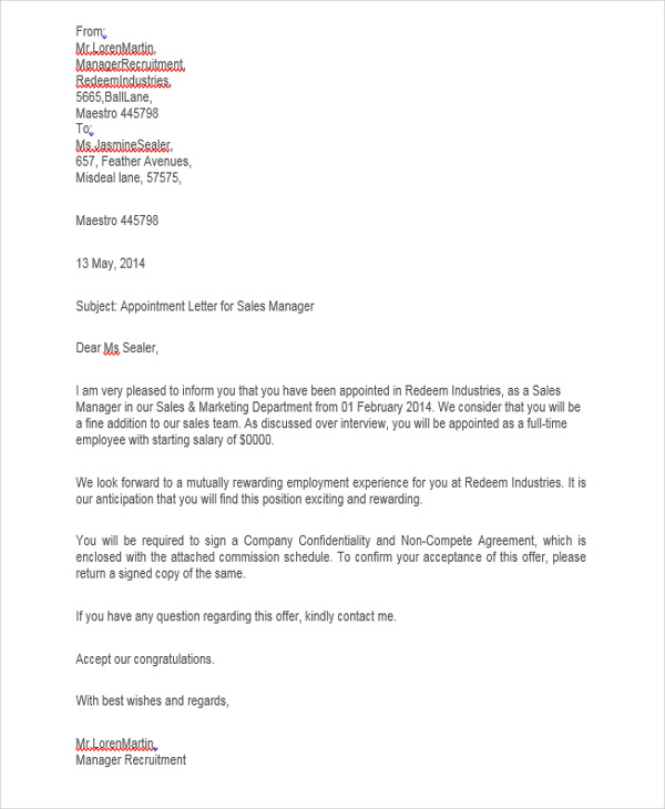 8+ Job Appointment Letter Templates Free Samples, Examples Format