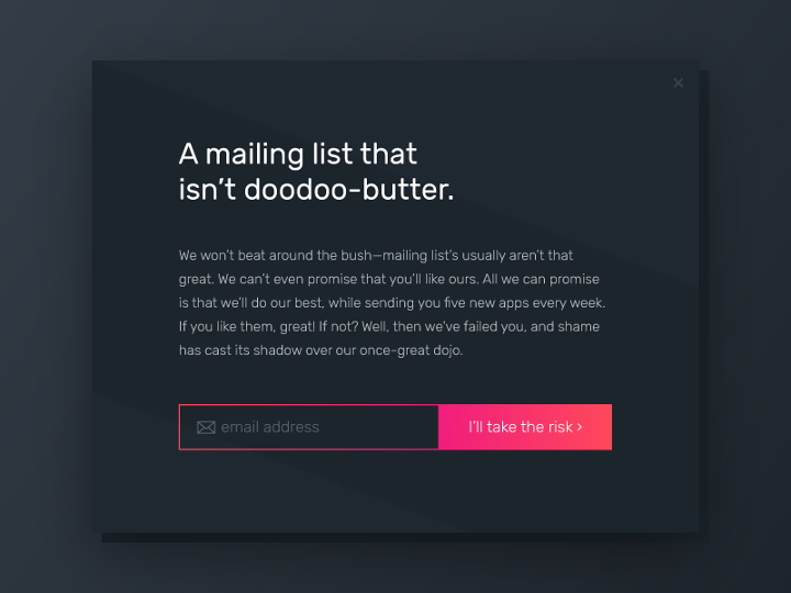dark theme newsletter signup template