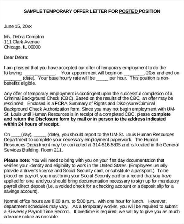 9+ Temporary Appointment Letter Template Free Sample, Example Format Download