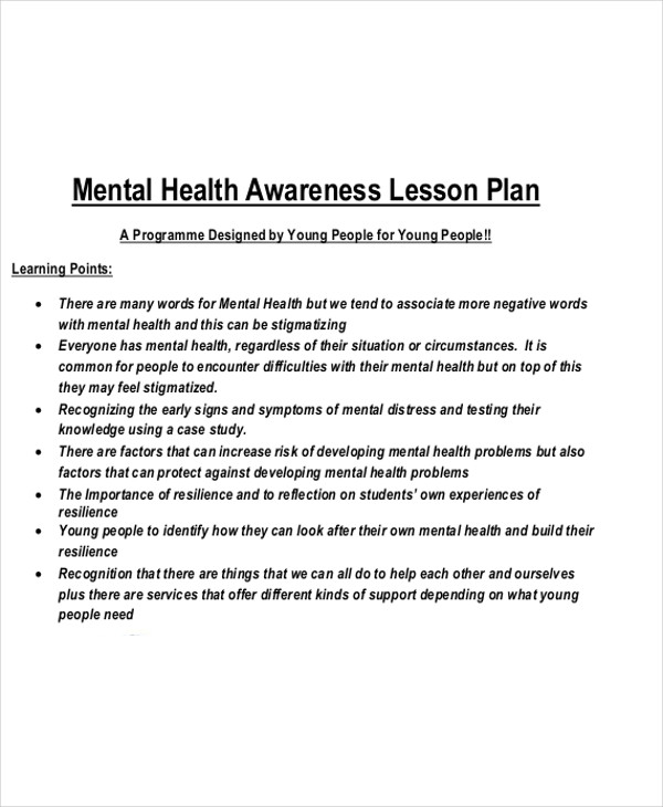 What Is Mental Health Lesson Plan