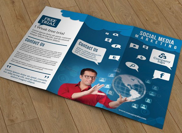 tri fold social media marketing brochure