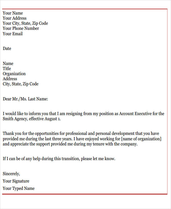 Resignate 9+ Official Resignation Letter Template - 9+ Free Word, PDF Format Download