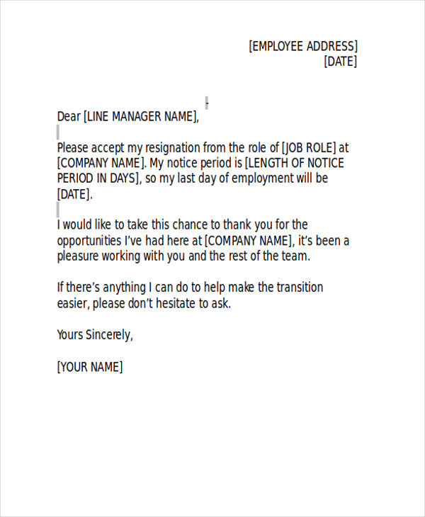 9 Official Resignation Letter Template 9 Free Word Pdf Format Download Free And Premium 0422