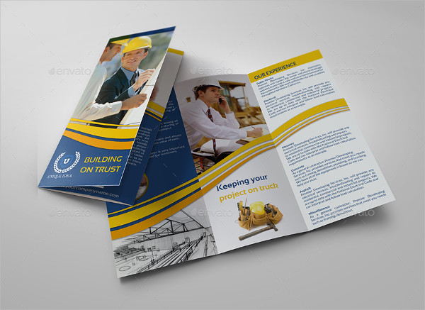 tri fold construction company brochure