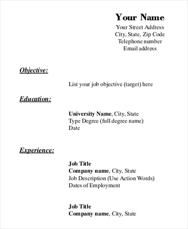 Printable Resume Template 39 Word PDF Documents Download