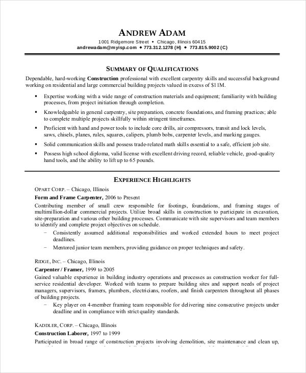 Printable Resume Template - 39+ Word, PDF Documents Download | Free ...