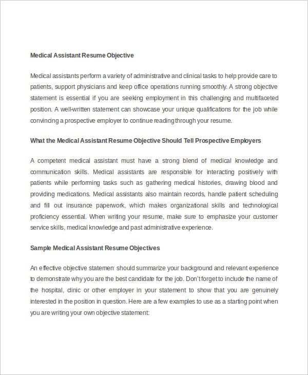 medical assistant resume objective