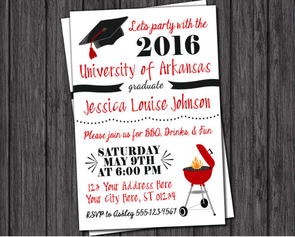 university graduation bbq invitation