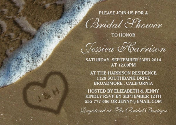 beach love bridal shower invitation