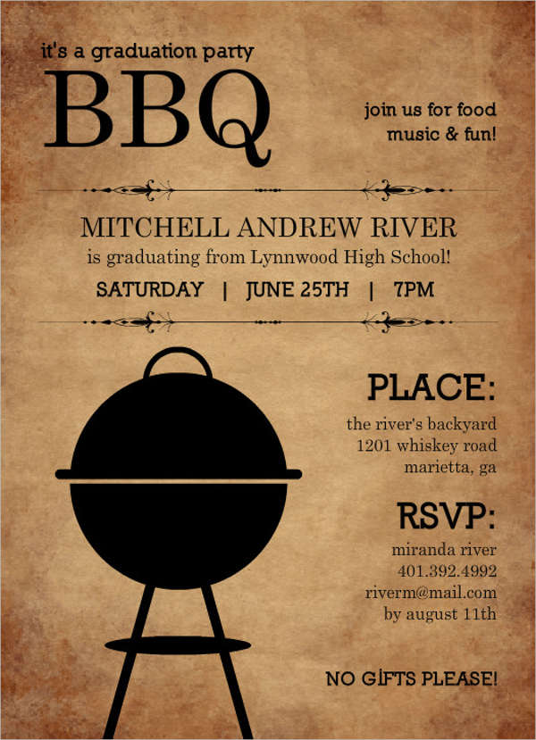 outdoor graduation cook out invitation