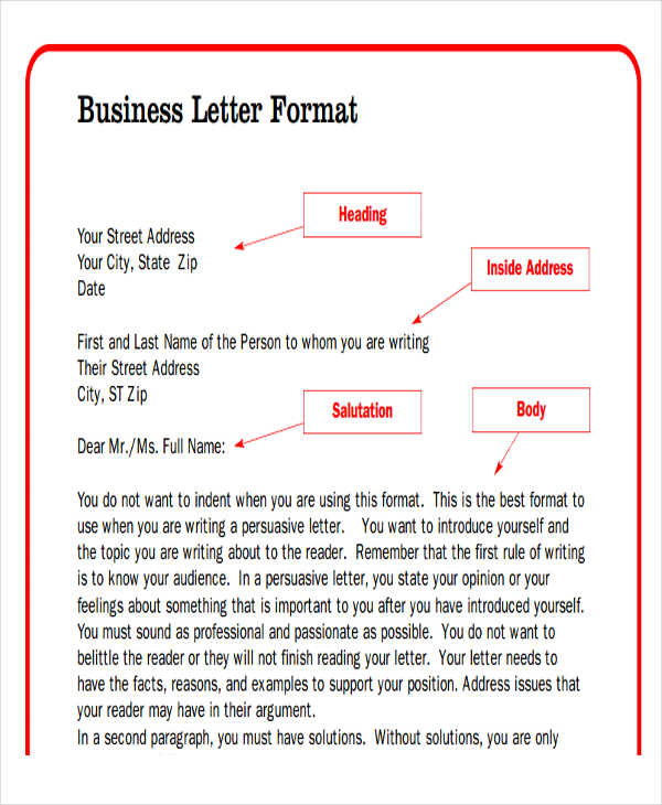 free business letter format pdf