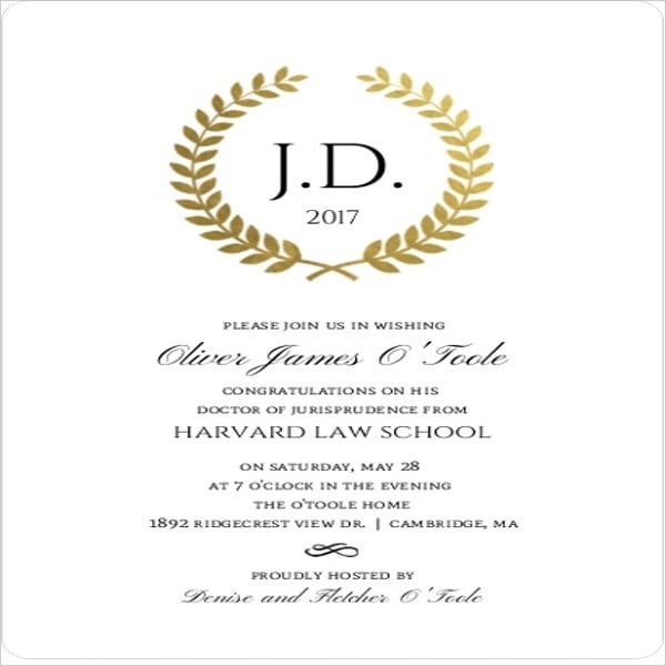 formal graduation law school invitation