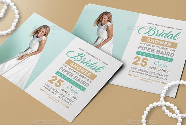 modern post card bridal shower invitation
