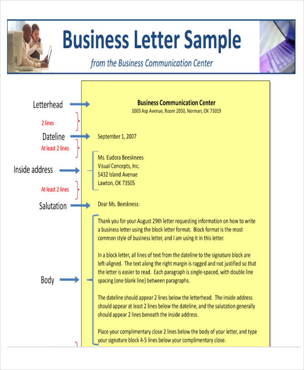 Reference Line Business Letter