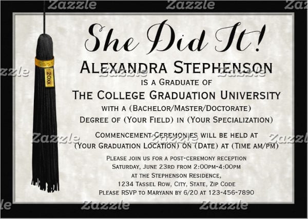 graduation reception program invitation