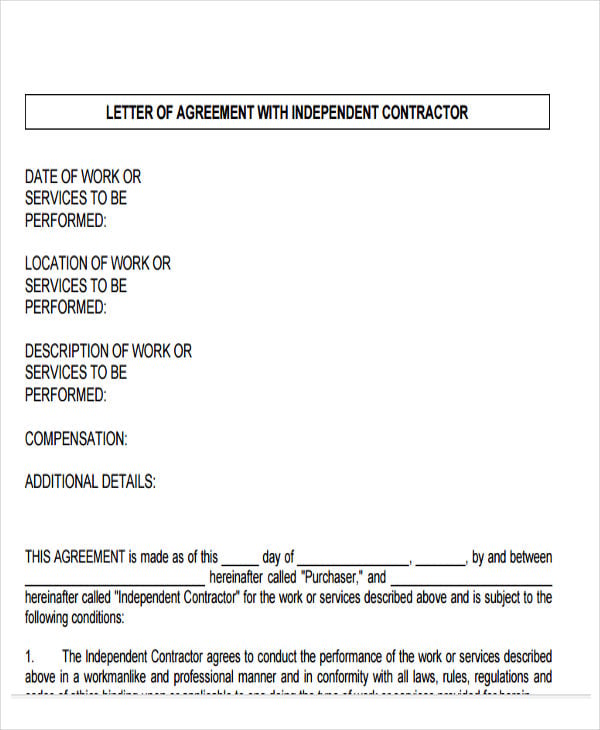 business contract agreement letter