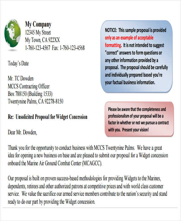 business proposal letter format pdf