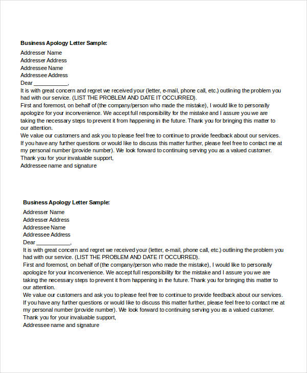 26+ Apology Letter Templates in Google Docs | MS Word | Pages | PDF