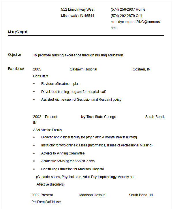 professional nursing resume template